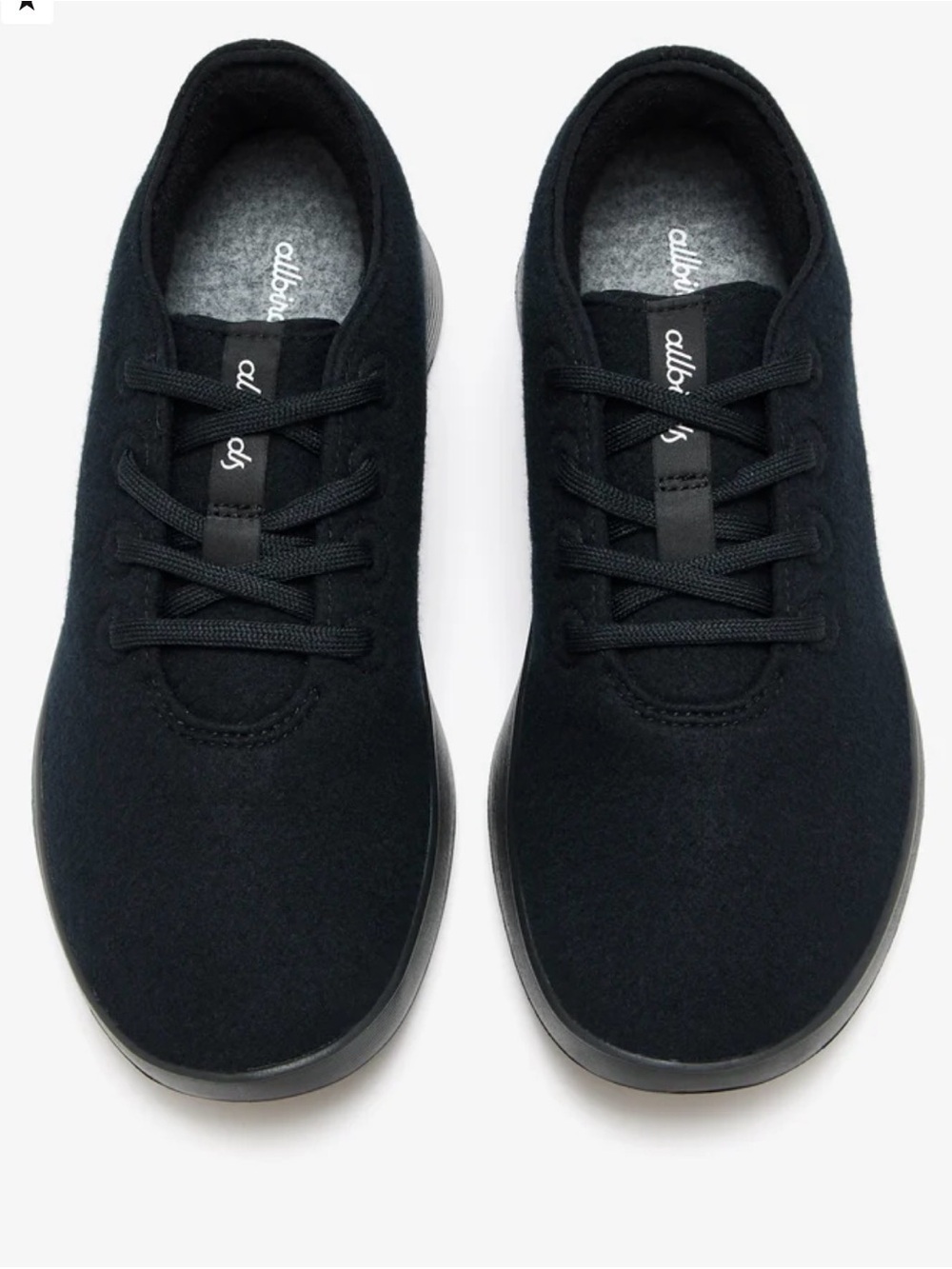 allbirds Black Wool Runner 2 Lace-Up Sneakers, EUC, size 6